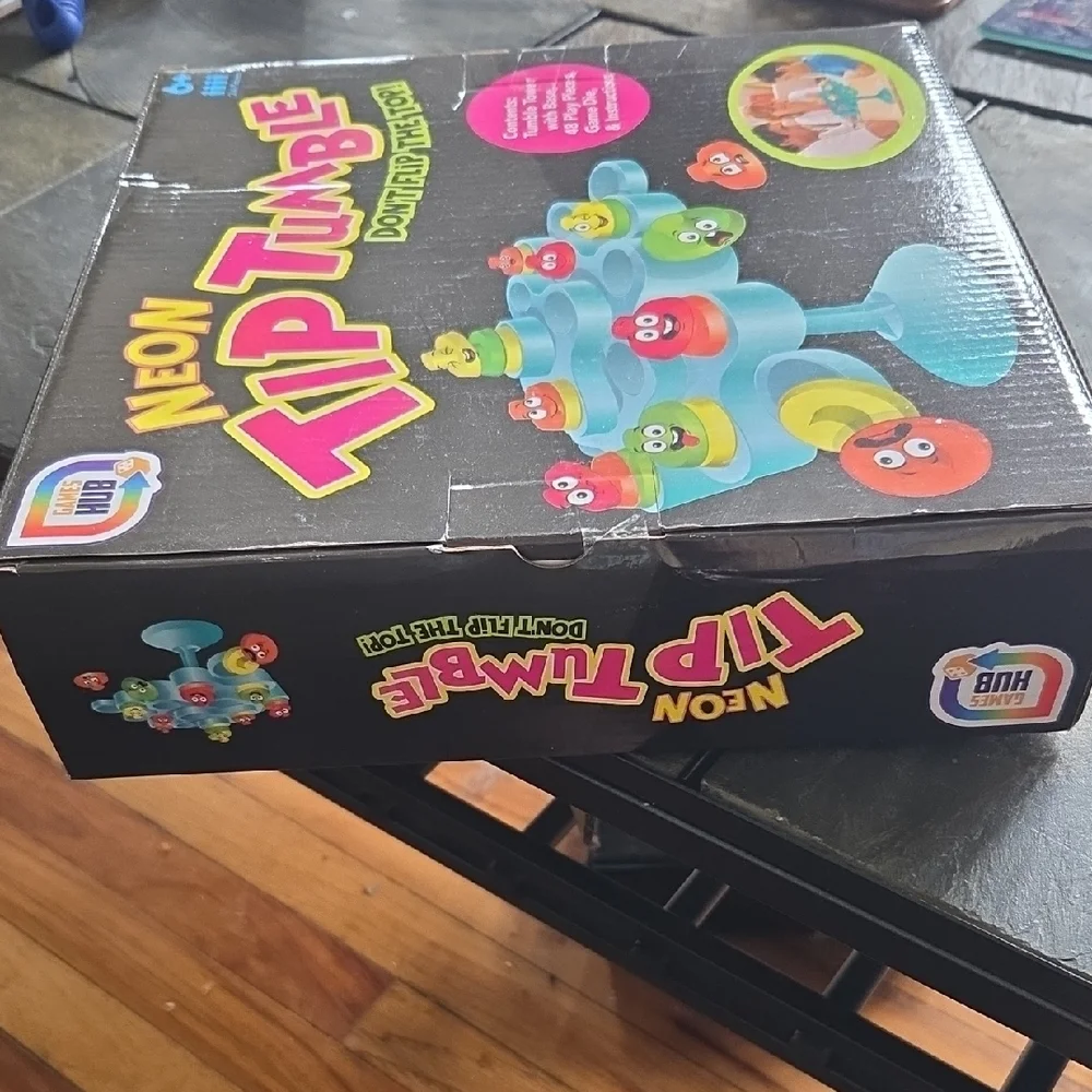 Neon Tip Tumble Kids Game - Neon Blue & Multicolor